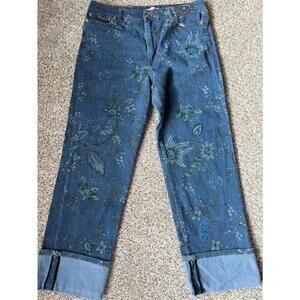 ERDEM Womens Nathaniel Floral Boyfriend Fit Jeans Denim Cotton Boho Cottage Core